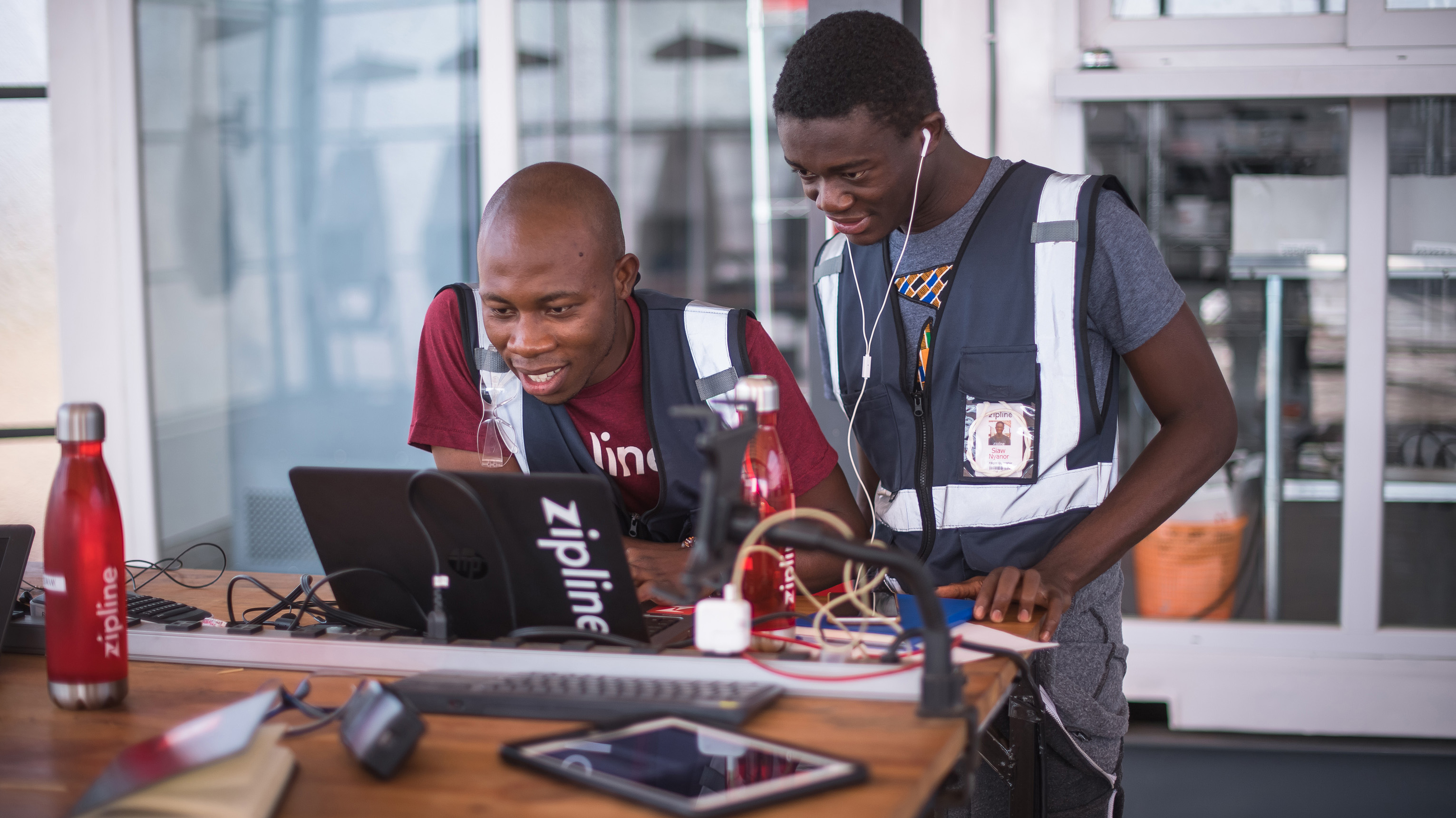 Zipline medical delivery drones deployed in Africa fly preprogrammed routes autonomously. Photo courtesy of Zipline. 