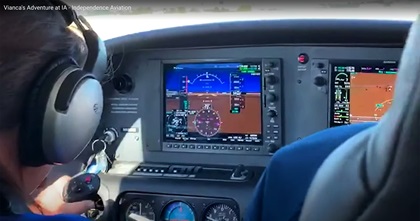 Vianca Marez, 12, who was born blind, controls a Cirrus SR20 with coaching and backup from Independence Aviation LLC owner and CFI Bob Stedman in Denver. Image courtesy of Angel Andres Rosado, Independence Aviation LLC.