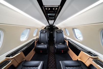 Options for the new Phenom 300E include the Bossa Nova interior. Photo courtesy of Embraer.