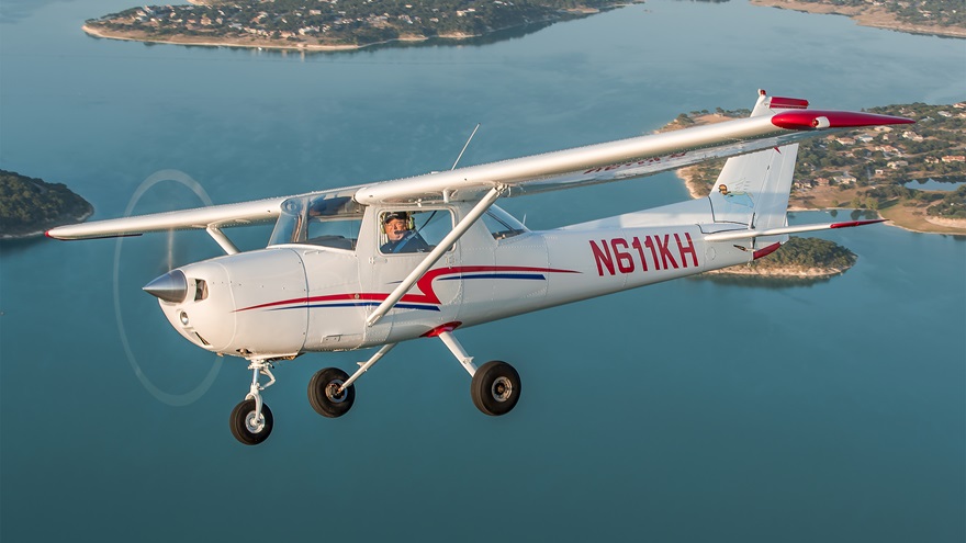 Greg Hughes said he felt like a "pretty proud papa" when he finally got to fly his restored Cessna 150 dubbed "Lil Angel." Photo courtesy of Jack Fleetwood Photography.