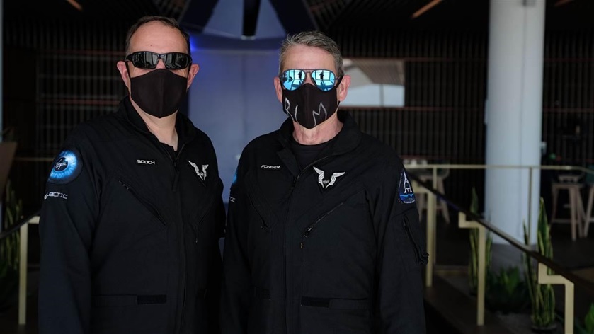 SpaceShipTwo pilots Michael 'Sooch' Masucci and Mark 'Forger' Stucky. Photo courtesy of Virgin Galactic.