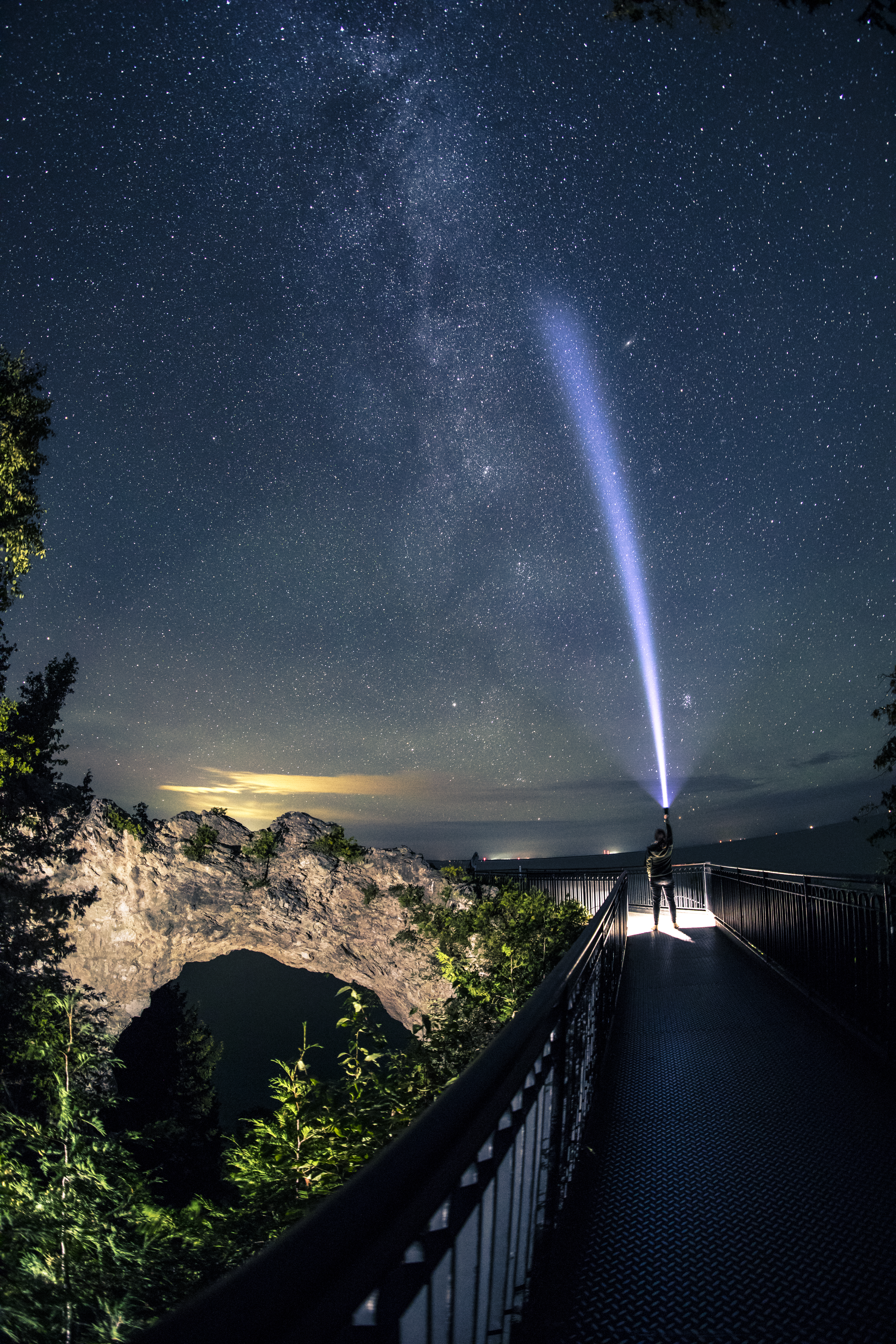 Arch Rock sits underneath a dazzling view of the Milky Way, where the stars shine bright. Photo courtesy of the Mackinac Island Tourism Bureau.