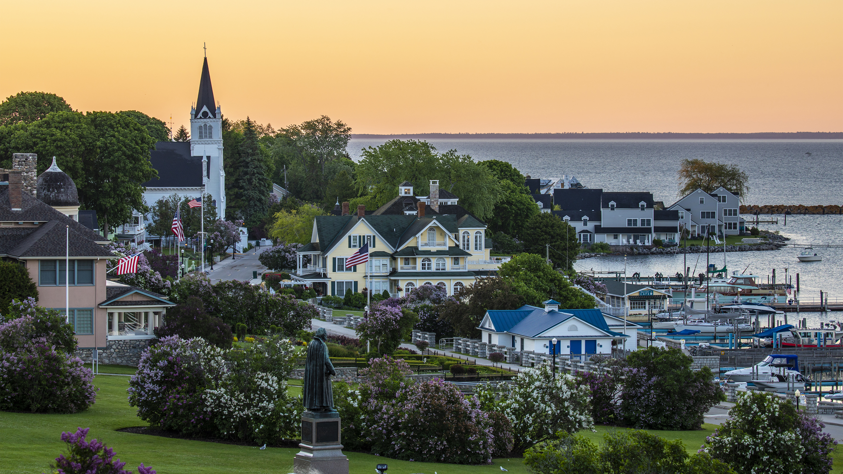Sunrise awakens guests staying on the island. Photo courtesy of the Mackinac Island Tourism Bureau.