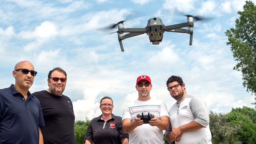 First-time pilots take the controls for flight of a DJI Mavic 2 pro.