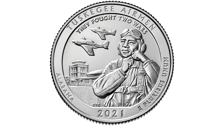 The Tuskegee Airmen National Historic Site quarter is the final special-issue coin of the America the Beautiful Quarters Program. Image courtesy of the U.S. Mint.