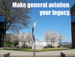 Make general aviation your legacy text over Legacy Court at AOPA Headquarters