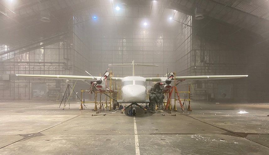 Textron's twin turboprop SkyCourier has been subjected to extreme temperatures during FAA certification tests. Photo courtesy of Textron Aviation.