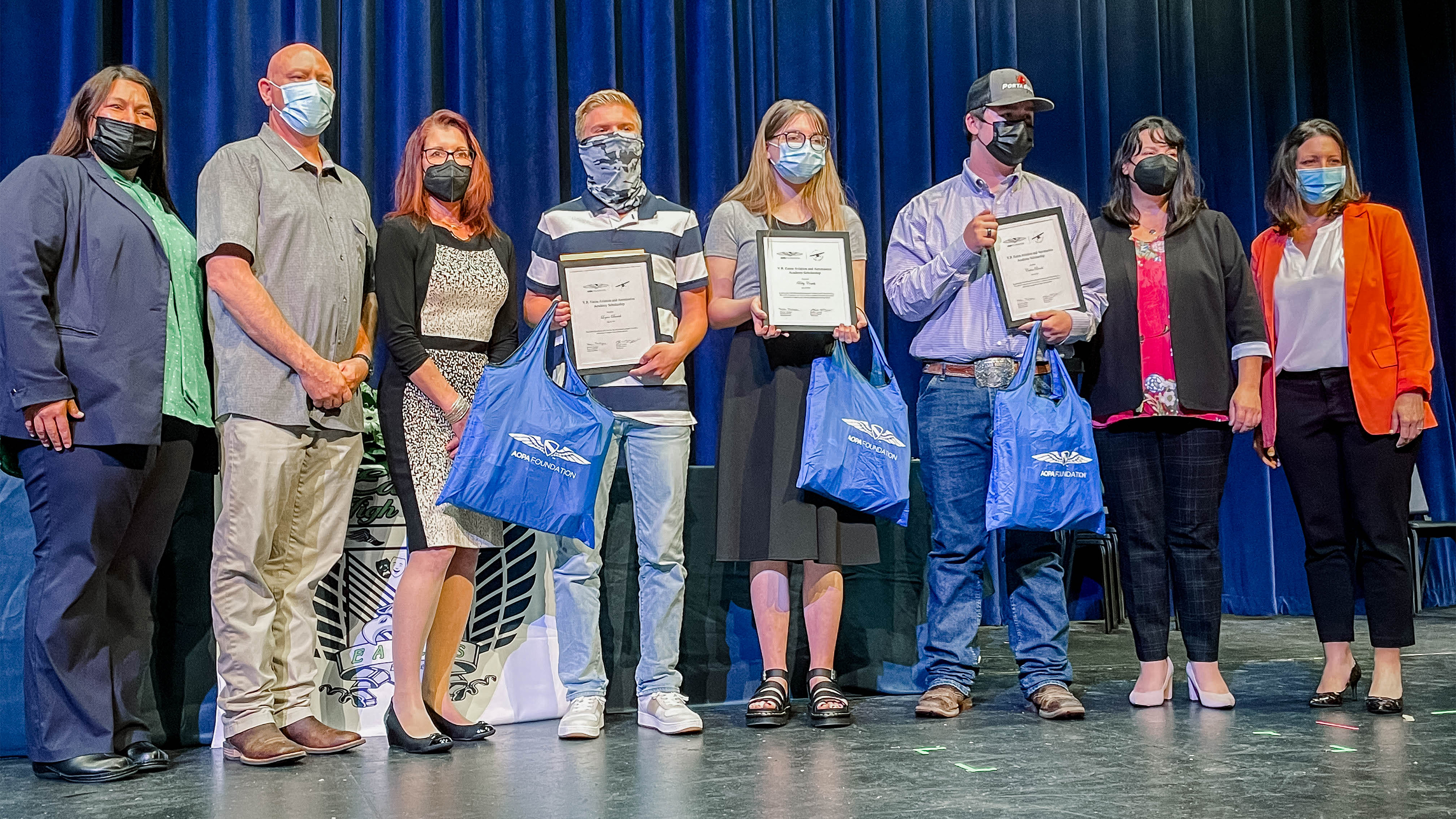 V.R. Eaton High School students were awarded two V.R. Eaton Aviation and Aeronautics Academy Scholarships and a You Can Fly High School Flight Training Scholarship. Photo by Stacey Miles.