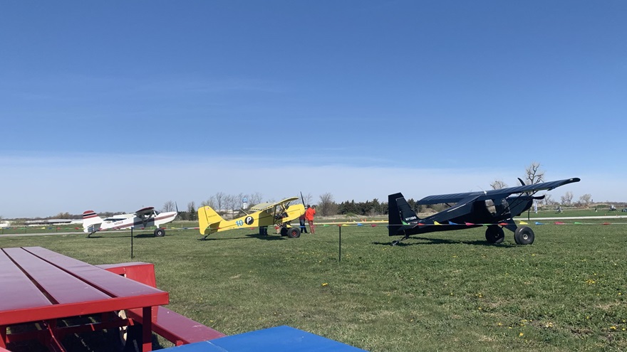 Aircraft are lined up at the Mayday STOL Drag in Wayne, Nebraska. Photo by Alicia Herron.