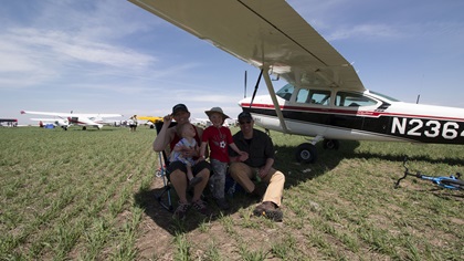 Sarah and Nick Steph and their children flew their Cessna 182 from the Denver area to Wayne, Nebraska, for a day at the show and a night of camping. Photo by Kevin Cortes.