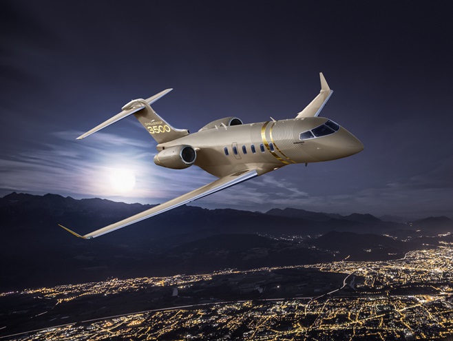 Bombardier's updated, ecologically minded, and opulent Challenger 3500 is expected to enter service in 2022. Image courtesy of Bombardier. 