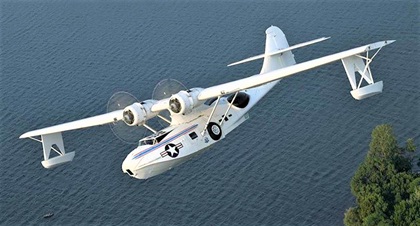 The 'Flying Turtle,' a vintage World War II-era Consolidated PBY-5A Catalina amphibious aircraft, will be on display at the Aviation Museum of New Hampshire's annual 'Welcome Summer' Fly-In Barbecue . Photo courtesy of the Aviation Museum of New Hampshire.