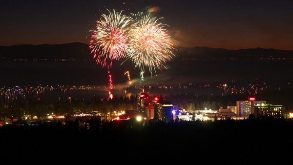 Fireworks over South Lake Tahoe. Image courtesy of Lake Tahoe Visitors Authority.
