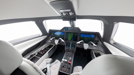 Pilots will find more legroom and pilot-centric avionics in the Phenom 100EX. Photo courtesy of Embraer.