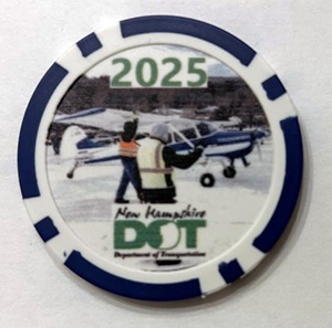 This year's "ice chip" token given to each pilot who lands on the famous ice runway. Photo courtesy of Jason Leavitt. 