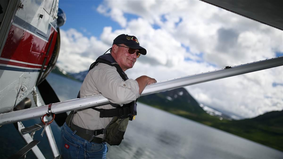 As chief pilot at Alaska Rainbow Lodge, Ken Strickler is in charge of the pilots who fly a fleet of float de Havilland Beavers.