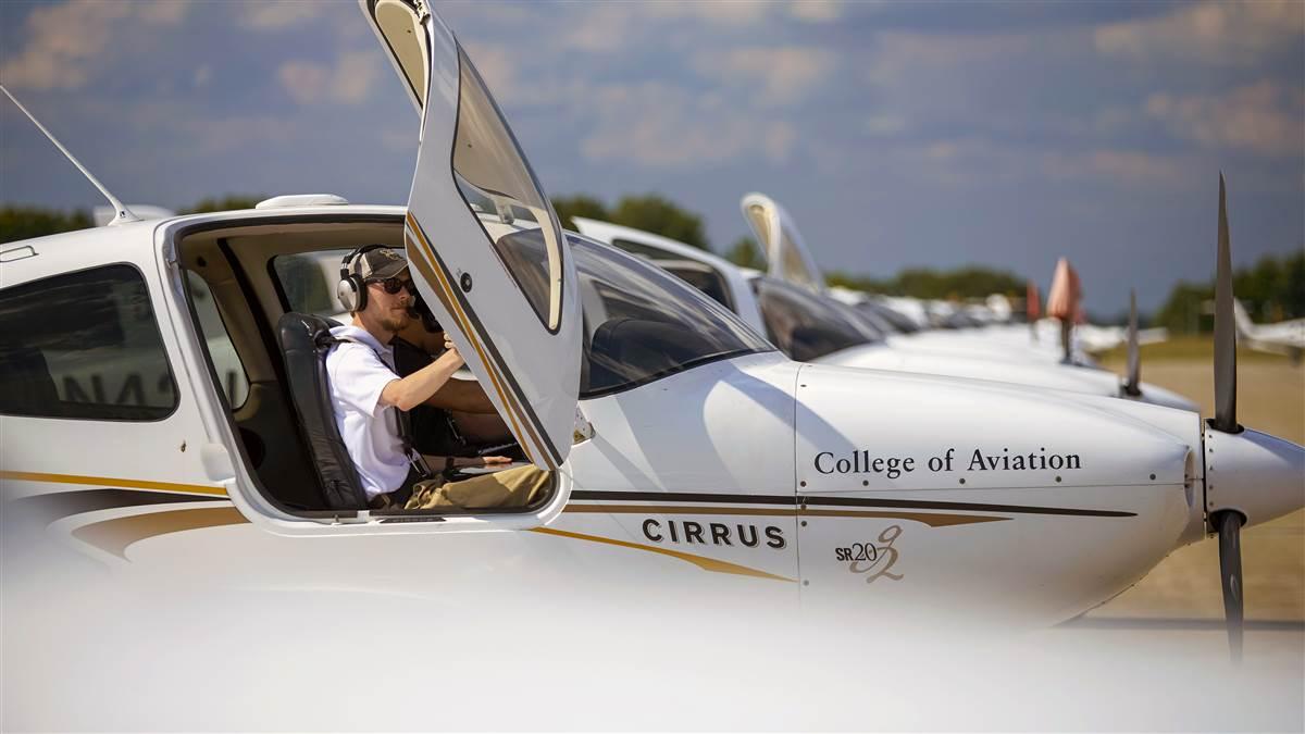 Aviation School programs offer a variety of opportunities, like flying this Cirrus SR20.