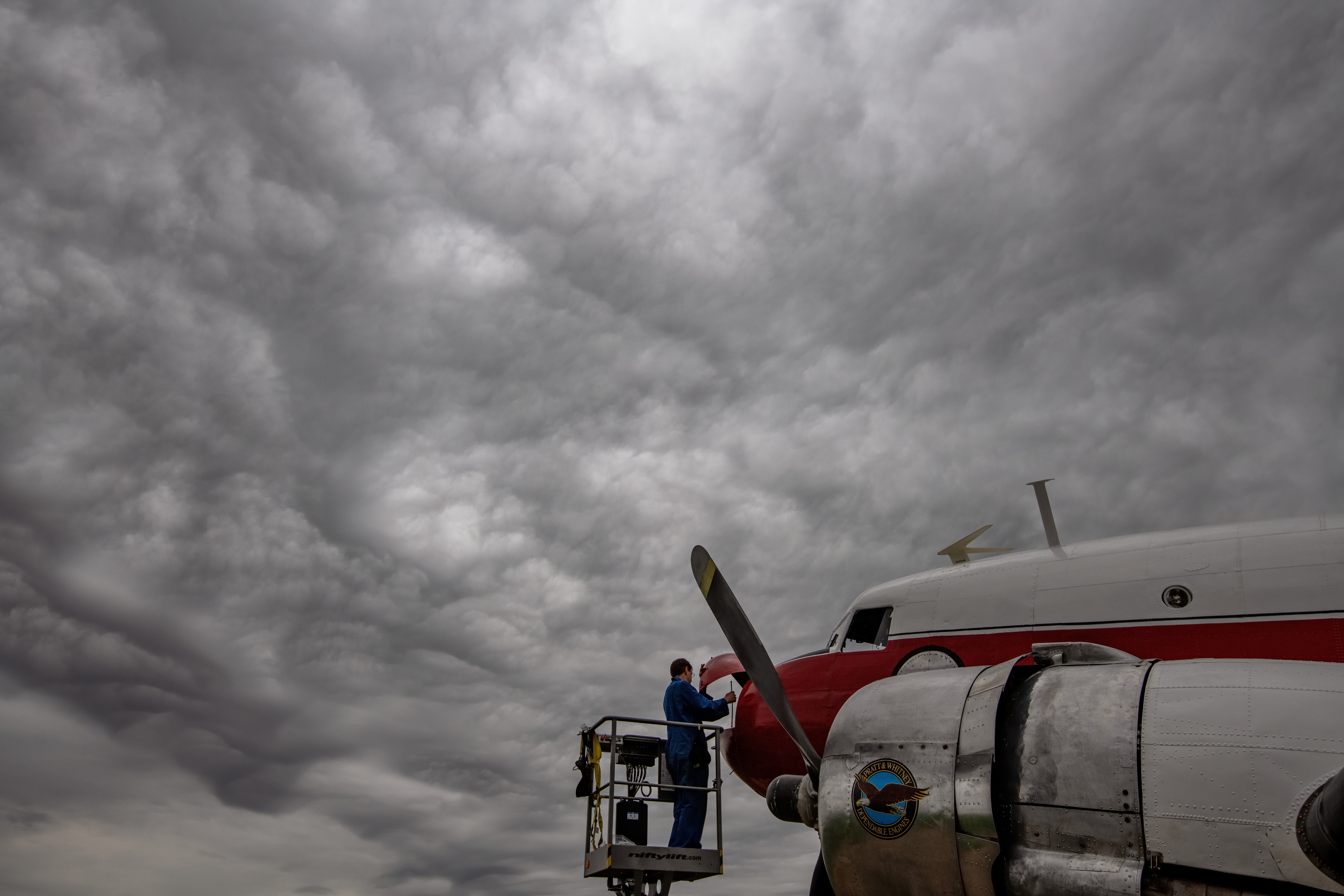“The Magic of Plane Savers,” August 2019 'AOPA Pilot': Who wouldn’t want to document an all-out effort by Mikey McBryan and an army of volunteers in Canada, resurrecting a historic Douglas C–47 that hadn’t flown in almost 30 years? McBryan is general manager of Buffalo Airways—yes, the one in the Ice Pilots NWT reality TV show. They achieved their objective of returning the veteran to flight on the seventy-fifth anniversary of D-Day—and built an online community that lives on. (Nikon D850, 24 mm, 1/800, f/5.6, ISO 400)