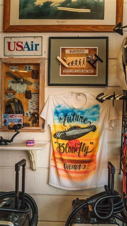 As the pair pursued their dream of owning a BlackFly, Heather created airbrushed shirts that said "future BlackFly owner."