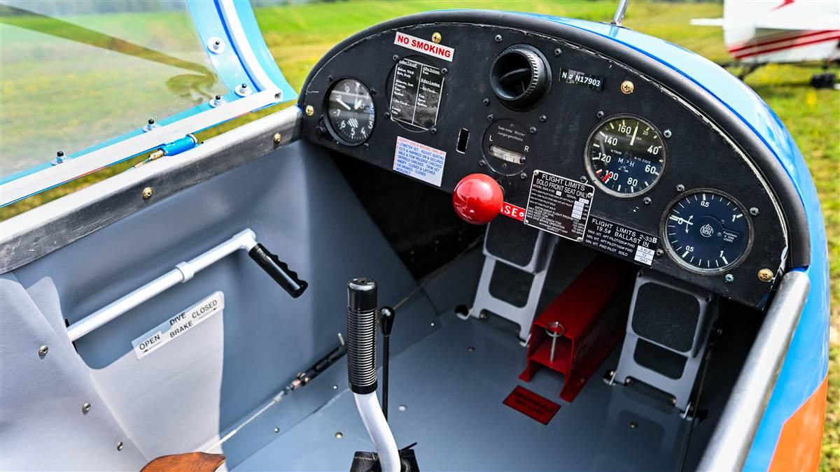 The refurbished Schweizer 2–33 B sailplane.