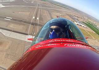 Spencer Suderman takes off from Yuma, Arizona, in his Sunbird S-1x March 20. Photo courtesy of Spencer Suderman.