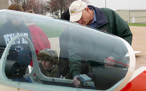 Boy Scouts learn the basics of what makes a glider fly.