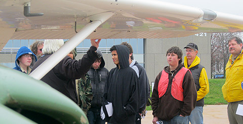 Volunteer pilots explain the parts of a Cessna 172 and how they work.