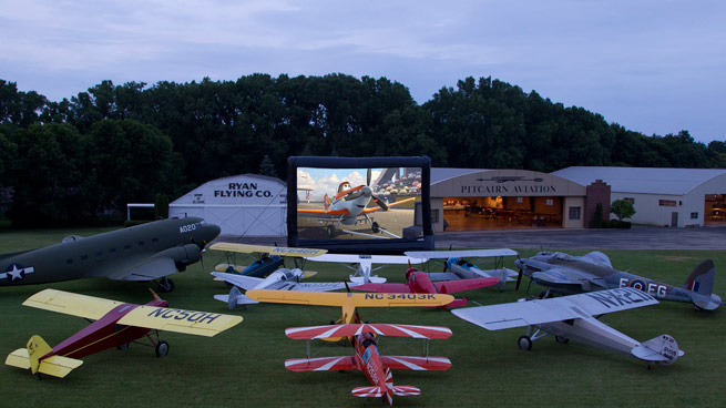 Disney offered an advanced screening of the movie Planes at EAA AirVenture. While there were no airplanes lined up for the viewing, thousands of aviation enthusiasts filled the field. Image courtesy Disney