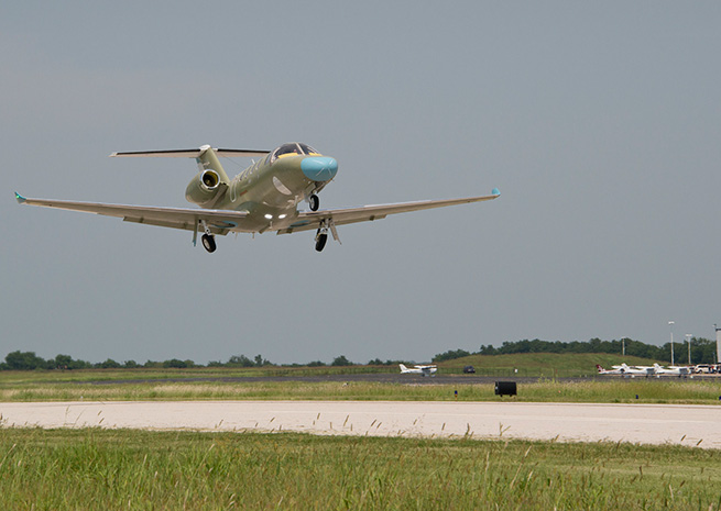 The Cessna Citation M2 lifts off from Independence, Kan. on Aug. 23. Cessna Aircraft Co. photo