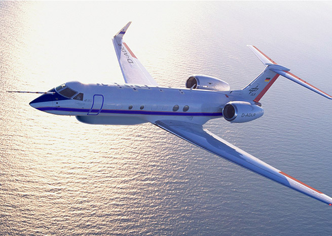 The HALO (High Altitude and Long Range Research Aircraft), a Gulfstream G550, entered science service in 2008. DLR photo.