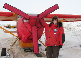 Art Mortvedt's Polar Pumpkin bedded down for an Arctic night, with covers provided - along with heaters - by Tanis Aircraft. Photo courtesy Art Mortvedt.