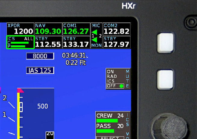 The PS Engineering PAC15EX adds audio panel functionality to the GRT HXr electronic flight information system, while saving space because it is mounted remotely. PS Engineering photo.