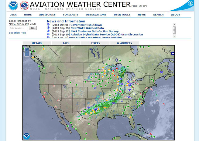 The federal website that provides aviation weather products to pilots has been given a new look. 