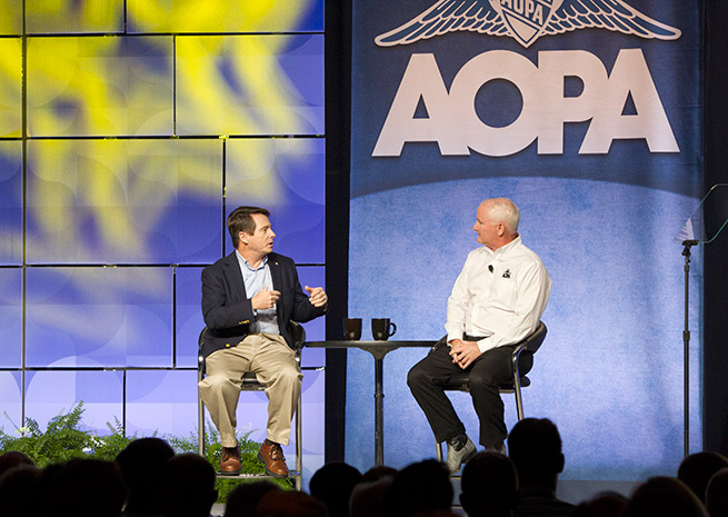 AOPA President Mark Baker, right, and AOPA Editor in Chief Tom Haines. 