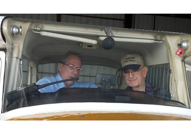Paul Bowers (l) and his father Rodney, 89, flew coast to coast and return in a Cessna 150. Photo courtesy of Paul Bowers.