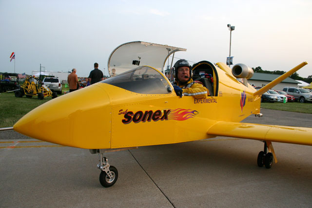 Bob Carlton in the SubSonex. Photo courtesy Sonex Aircraft.