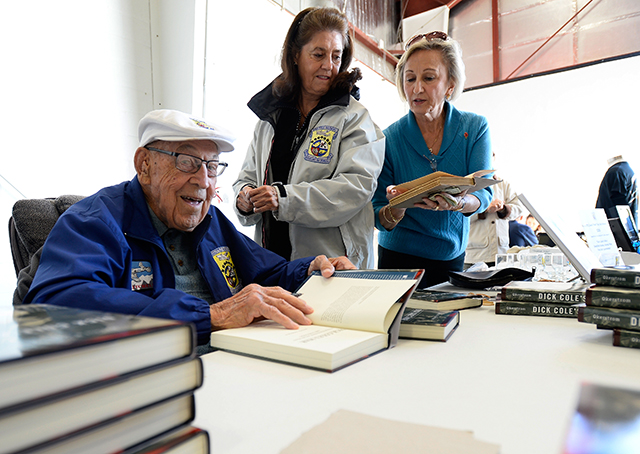 Lt. Col. Dick Cole, one of the two surviving Doolittle Raiders from World War II, visited AOPA's National Aviation Community Center for a book signing at Frederick Municipal Airport in Frederick, Maryland, Nov. 8. Photo by David Tulis.