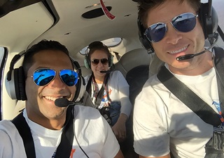 Fouad Ahmed, left, Tomas Vykruta, right, and Fly for MS project manager Caroline Willfort are planning a 250-hour grass roots trip through 18 countries.  Photo courtesy of Fouad Ahmed.