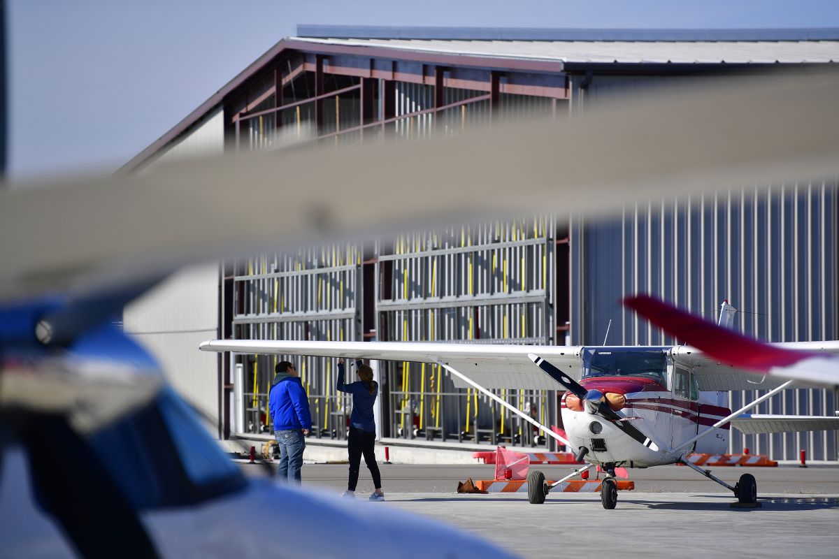 hanger shot of airplanes