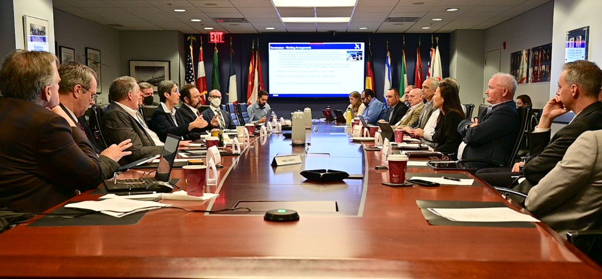 Stakeholders including AOPA, the FAA, the General Aviation Manufacturers Association (GAMA) and others attend an Eliminate Aviation Gasoline Lead Emissions (EAGLE) meeting at GAMA headquarters in Washington, D.C., June 22, 2022.  Photo by David Tulis.