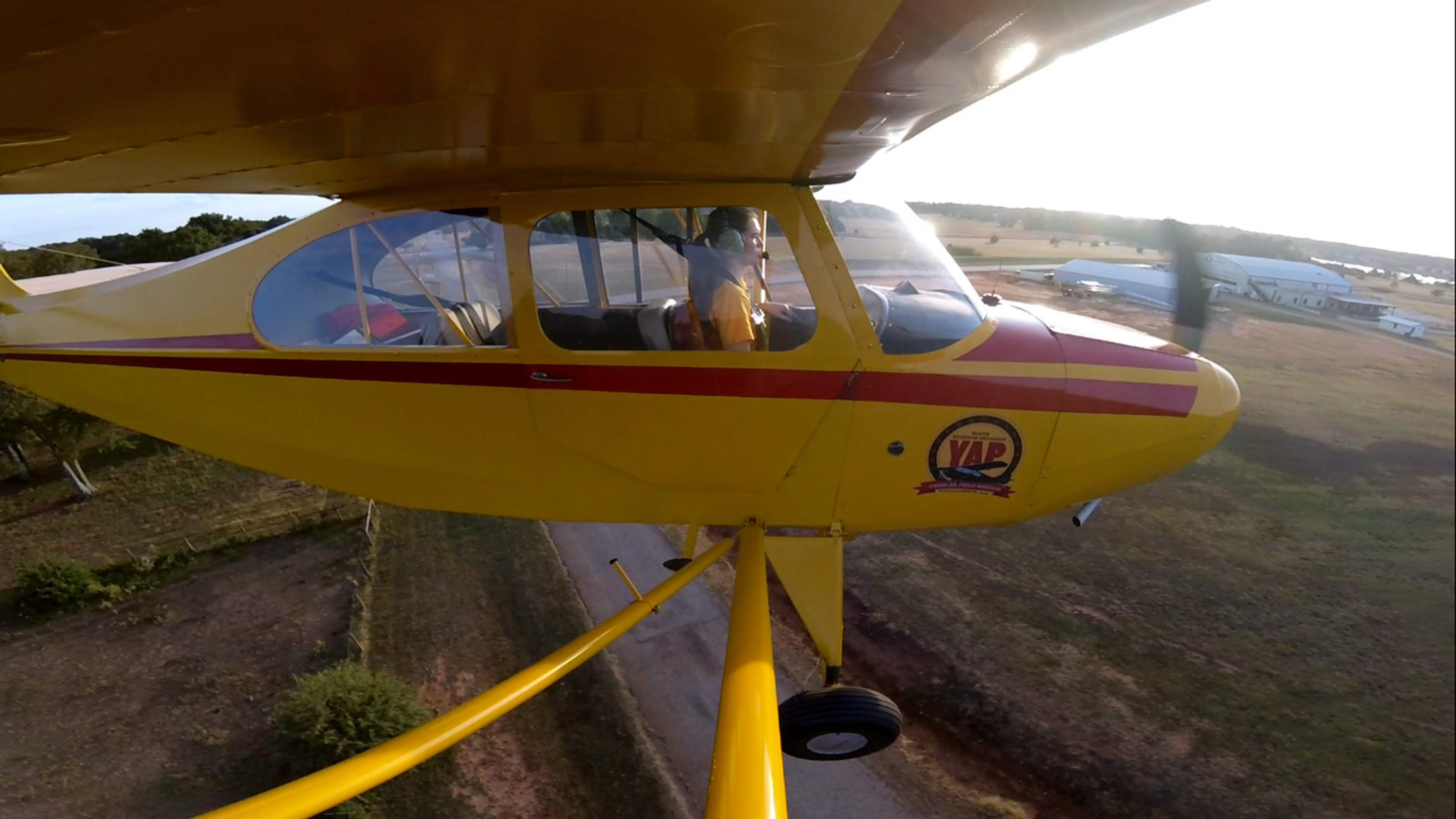 Student pilot Cayla McLeod solos in an Aeronca Champ at Peach State Aerodrome in Williamson, Georgia. Photo courtesy of Cayla McLeod.