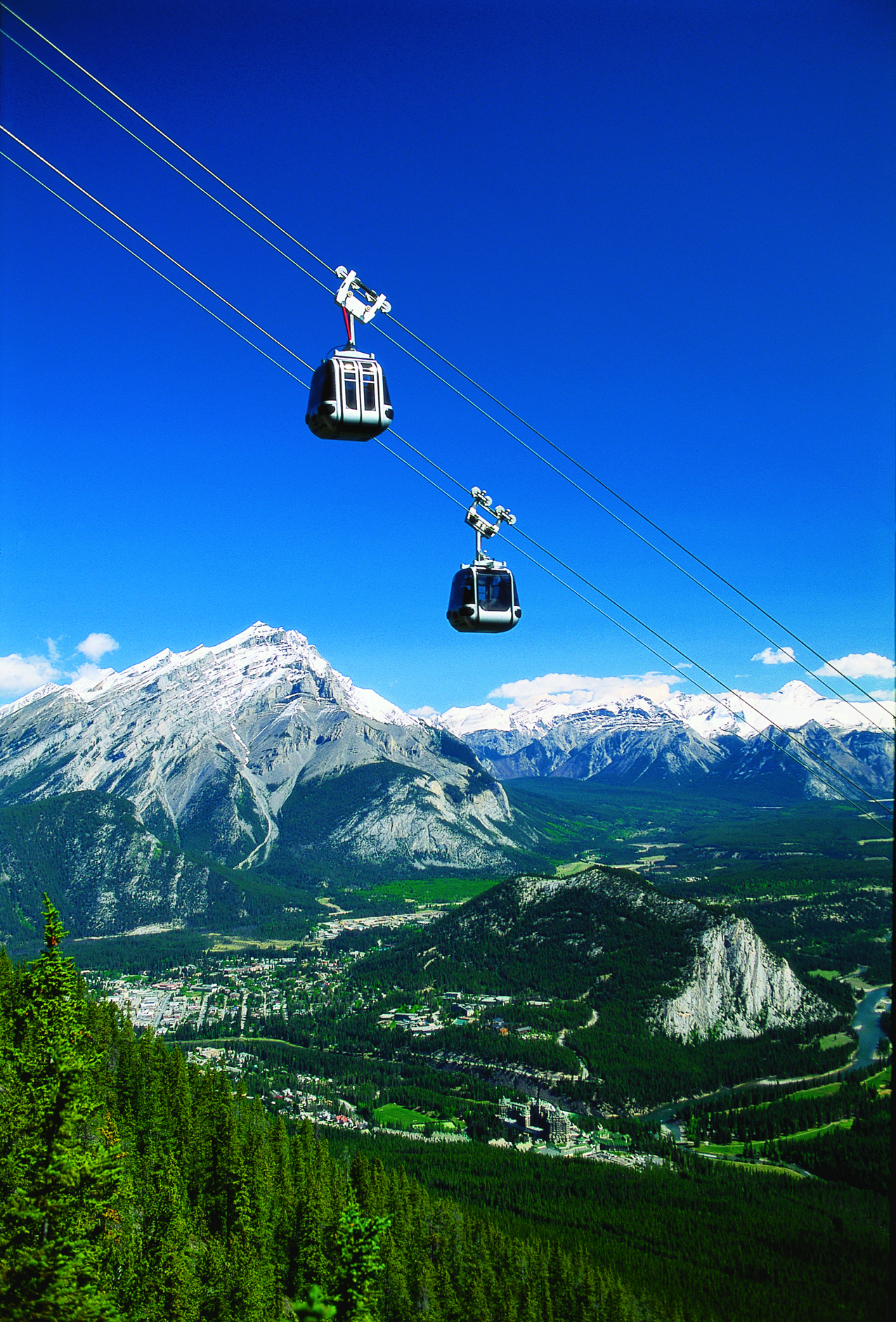 Enjoy stunning views of Mount Rundle and the Bow Valley as the Banff Gondola carries you to a mountaintop 2,900 feet above Banff. Photo courtesy Brewster Tours.