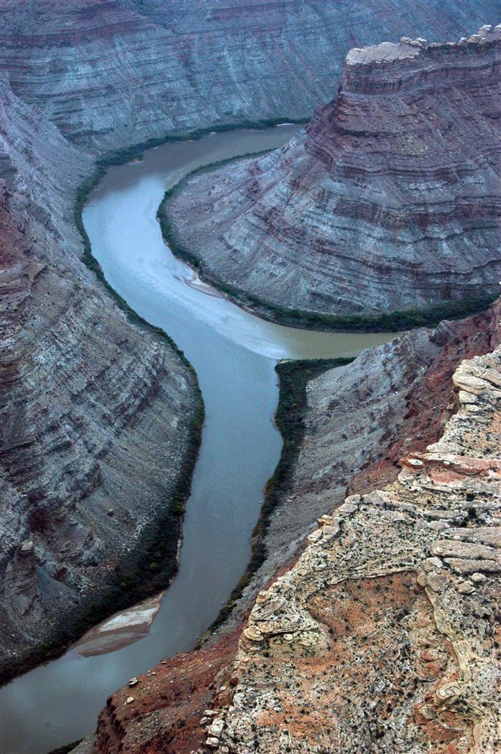 Aerial shot of the confluence of the Colorado and Green rivers, Islands in the Sky District, Canyonlands National Park. Photo by Crista Worthy.