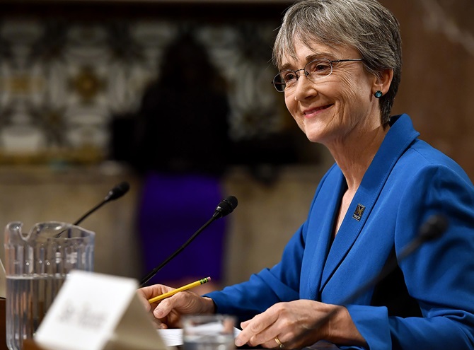 Secretary of the Air Force Heather Wilson testifies before the Senate Armed Services Committee as a part of the confirmation process in Washington, D.C. Photo by Scott M. Ash, U.S. Air Force.
