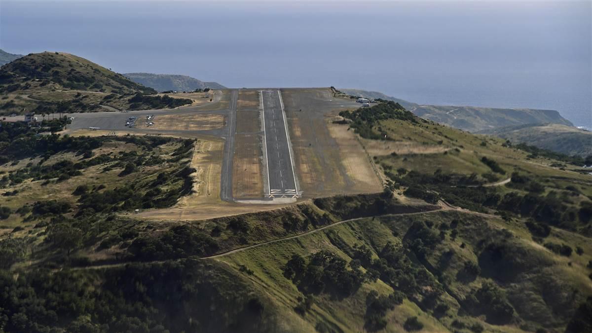 The approach to Catalina Island's Airport in the Sky requires a thorough checkout to master illusions leading to the 1,602-foot elevation clifftop airstrip. Photo by David Tulis.