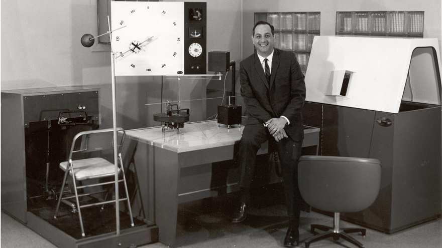 Rudy Frasca designed the Model 100 flight simulator and personally installed the unit at flight schools and colleges. Photo courtesy of Frasca International.