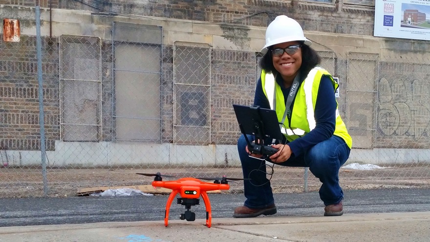 Taylor Mitcham has built a business flying drones for clients in the construction industry that previously employed her. Photo courtesy of Taylor Mitcham/SkyNinja. 
