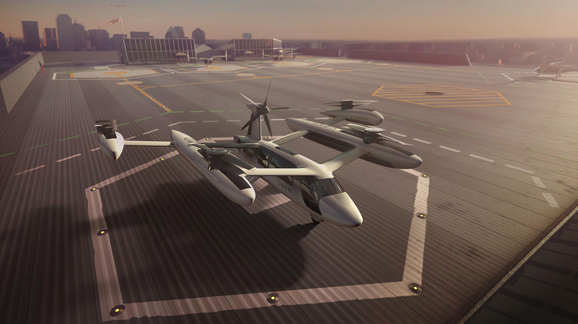 An artist rendering of an Uber eVTOL design concept. Image courtesy of Uber.