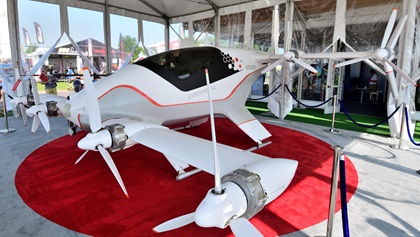 Airbus displayed a Vahana eVTOL technology demonstrator at EAA AirVenture 2019. Powered by eight 45-kW electric motors, it has completed more than 80 test flights at speeds over 100 mph. Photo by Mike Collins.