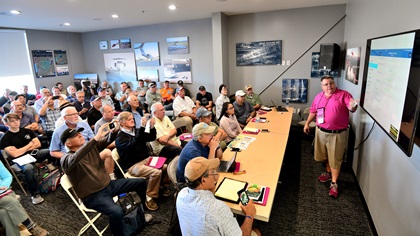 Gary Reeves presents a ground school workshop, "IFR Refresher and Pro Tips," during AOPA's Livermore Fly-In. One in three fly-in visitors attended a seminar or workshop session. Photo by Mike Collins.